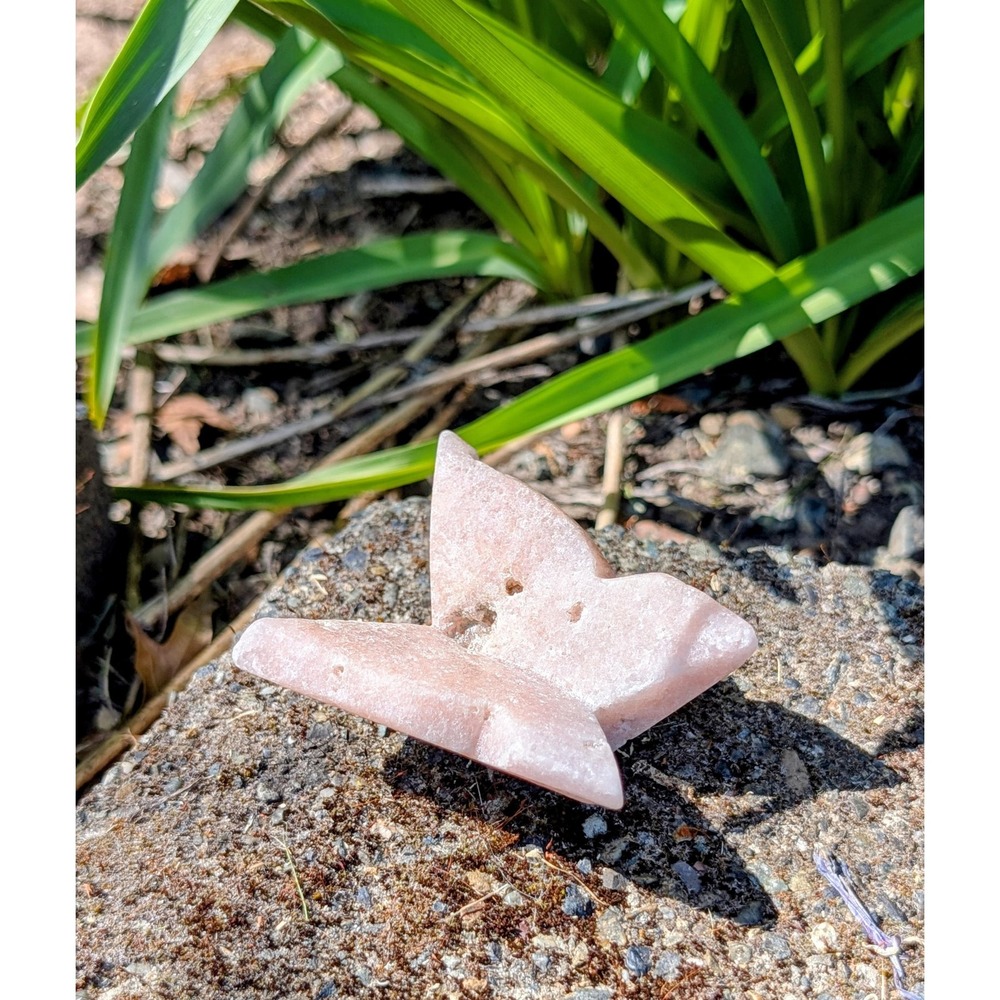 Pink Amethyst Butterfly Carving, Druzy Crystal Butterfly, Pink Crystal Decor,